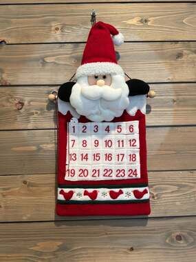 Vintage Prima Creations Plush Santa Claus Felt Advent Calendar Candy Cane Marker